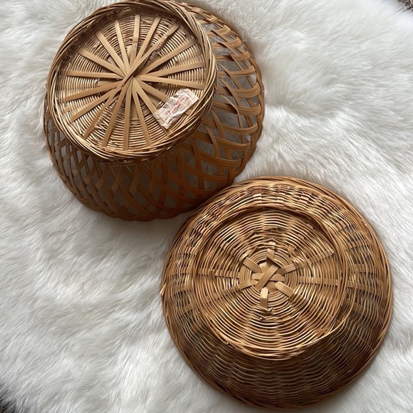 Boho Hippie Wicker Woven Basket Set - Vintage Wall Art Room Decor - Picture 6 of 8